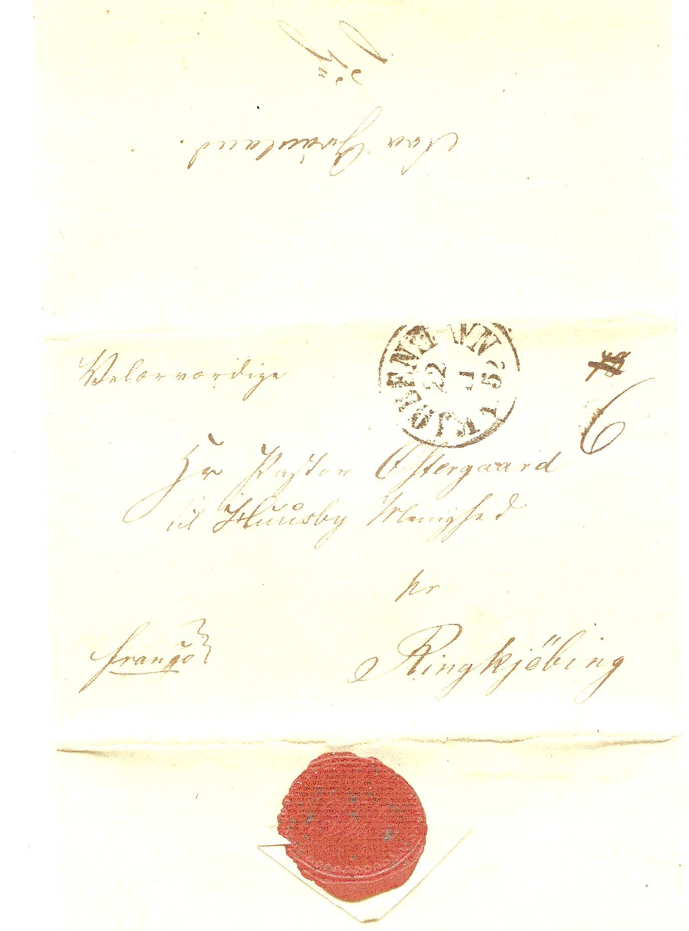 1852 brev fra Upernavik til kolega påført i blæk, Fra Grønland. Kendt fra 1852 til 1865