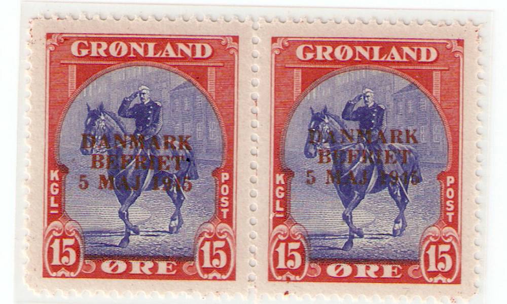 1945-udgavens ark med 100 mærker blev overtryk på en gang, bortset fra 10 og 15 øre værdierne der måtte to gange igennem trykken og ofte fik overtrykket let forskudt. Næsten alle ark blev opdelt uden tanke på varianten. Desværre er kun ganske få eksempler bevaret